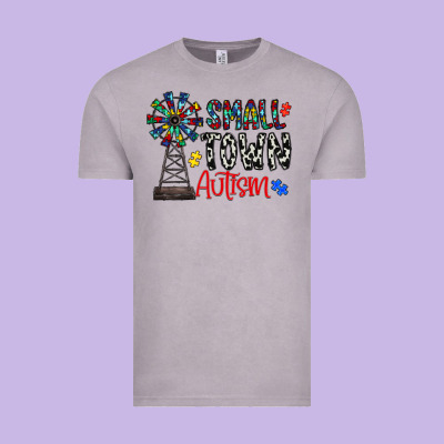Small Town Autism Vintage Tee Designed By Cowhidedigitalart
