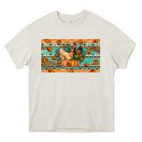 Cream Fall coop animals pumpkin Heavy Core Tee - Artiststas