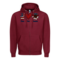 Burgundy Peace Love America Zipper Hoodie - Jasminsmagicworld