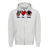 Dove Grey Peace Love America Zipper Hoodie - Jasminsmagicworld
