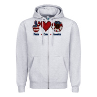 Heather Grey Peace Love America Zipper Hoodie - Jasminsmagicworld