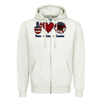 Oatmeal Heather Peace Love America Zipper Hoodie - Jasminsmagicworld