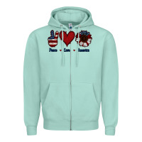 Seafoam Peace Love America Zipper Hoodie - Jasminsmagicworld