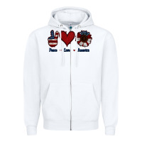 White Peace Love America Zipper Hoodie - Jasminsmagicworld