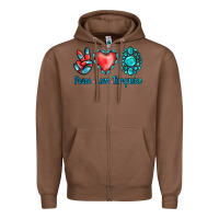 Chestnut Peace Love Turquoise Zipper Hoodie - Jasminsmagicworld