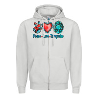 Dove Grey Peace Love Turquoise Zipper Hoodie - Jasminsmagicworld