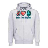 Heather Grey Peace Love Turquoise Zipper Hoodie - Jasminsmagicworld