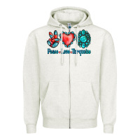 Oatmeal Heather Peace Love Turquoise Zipper Hoodie - Jasminsmagicworld