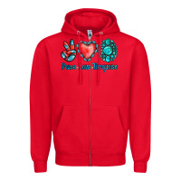 Red Peace Love Turquoise Zipper Hoodie - Jasminsmagicworld
