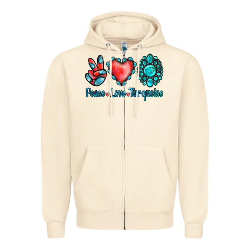 Peace Love Turquoise Zipper Hoodie by Jasminsmagicworld | Teevron