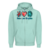 Seafoam Peace Love Turquoise Zipper Hoodie - Jasminsmagicworld