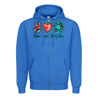 True Royal Peace Love Turquoise Zipper Hoodie - Jasminsmagicworld