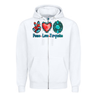 White Peace Love Turquoise Zipper Hoodie - Jasminsmagicworld