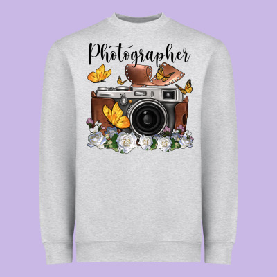 Photographer Floral Butterfly Film Roll Vintage Camera Heavyweight Sweatshirt Designed By Fadigitalartstudio
