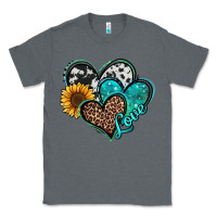 Charcoal Heather turquoise sunflower hearts Classic Tee - Jasminsmagicworld
