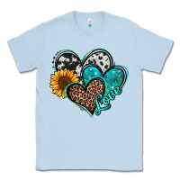 Dusty Blue turquoise sunflower hearts Classic Tee - Jasminsmagicworld