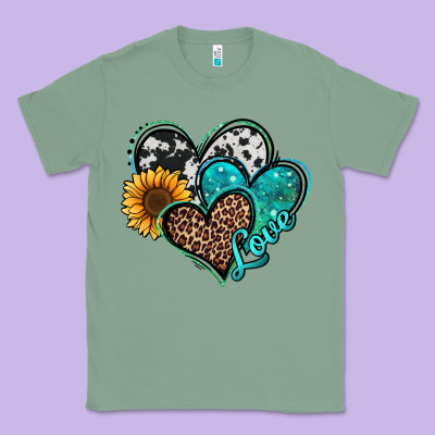 Turquoise Sunflower Hearts Classic Tee Designed By Jasminsmagicworld