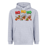 Heather Grey ho ho ho reindeer Heavyweight Hoodie - MaliasSmallBusiness