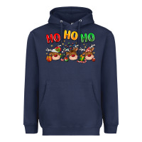 Navy ho ho ho reindeer Heavyweight Hoodie - MaliasSmallBusiness