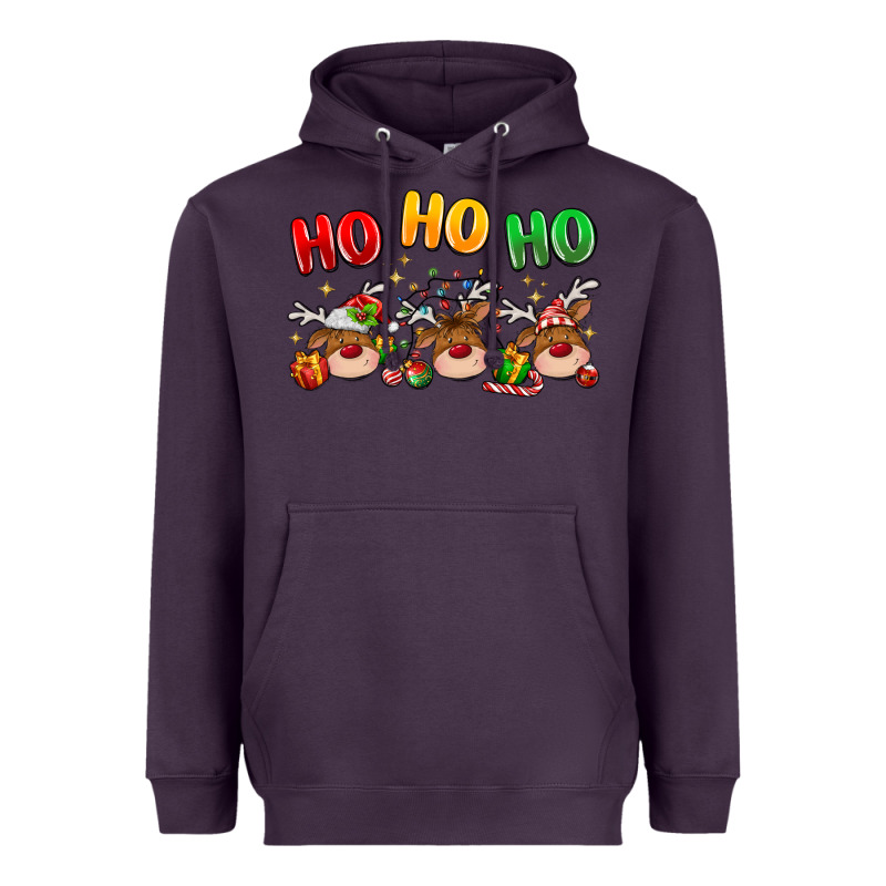 Ho Ho Ho Reindeer Heavyweight Hoodie by MaliasSmallBusiness | Teevron