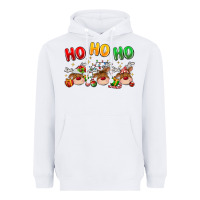 White ho ho ho reindeer Heavyweight Hoodie - MaliasSmallBusiness