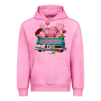 Fuchsia Pink Happy Valentine's day turquoise truck Urban Hoodie - HowdyJamesFarm