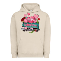Pigment French Oak Happy Valentine's day turquoise truck Urban Hoodie - HowdyJamesFarm