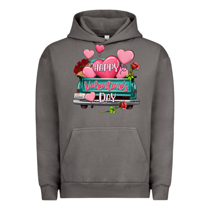 Happy Valentine's Day Turquoise Truck Urban Hoodie by HowdyJamesFarm | Teevron