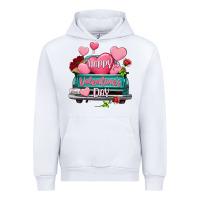 White Happy Valentine's day turquoise truck Urban Hoodie - HowdyJamesFarm