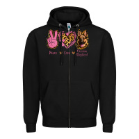 Black Peace Love German Shepherd Zipper Hoodie - Jasminsmagicworld