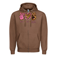 Chestnut Peace Love German Shepherd Zipper Hoodie - Jasminsmagicworld