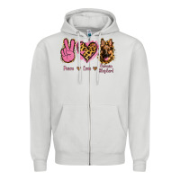 Dove Grey Peace Love German Shepherd Zipper Hoodie - Jasminsmagicworld