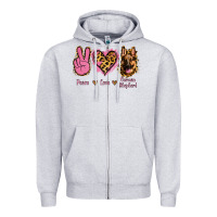 Heather Grey Peace Love German Shepherd Zipper Hoodie - Jasminsmagicworld