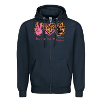 Navy Peace Love German Shepherd Zipper Hoodie - Jasminsmagicworld