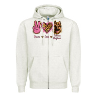 Oatmeal Heather Peace Love German Shepherd Zipper Hoodie - Jasminsmagicworld