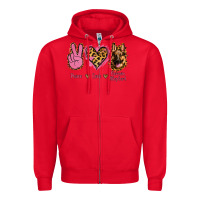 Red Peace Love German Shepherd Zipper Hoodie - Jasminsmagicworld