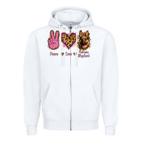 White Peace Love German Shepherd Zipper Hoodie - Jasminsmagicworld