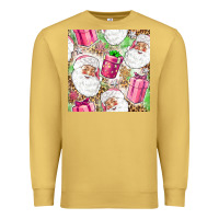 Antique Gold Pink Christmas Santa Claus and gift box Premium Sweatshirt - NancyCooperArtShop