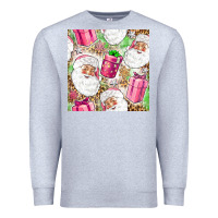 Heather Grey Pink Christmas Santa Claus and gift box Premium Sweatshirt - NancyCooperArtShop
