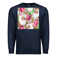 Navy Pink Christmas Santa Claus and gift box Premium Sweatshirt - NancyCooperArtShop