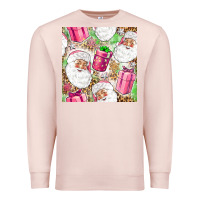 Pale Pink Pink Christmas Santa Claus and gift box Premium Sweatshirt - NancyCooperArtShop