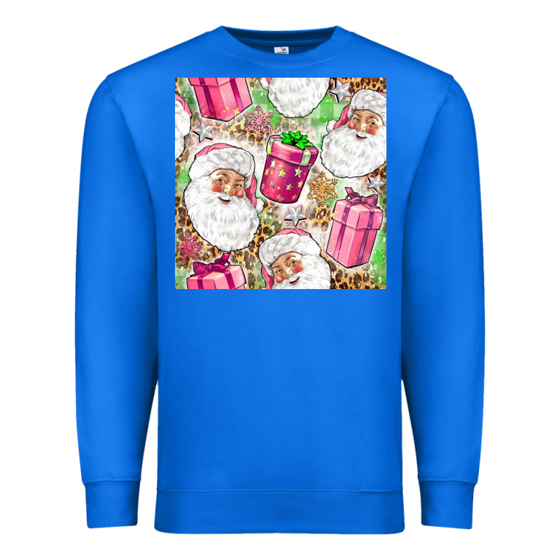 Pink Christmas Santa Claus And Gift Box Premium Sweatshirt by NancyCooperArtShop | Teevron