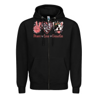 Black Peace Love French Bulldog Zipper Hoodie - Jasminsmagicworld