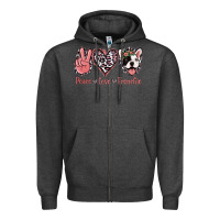 Charcoal Heather Peace Love French Bulldog Zipper Hoodie - Jasminsmagicworld