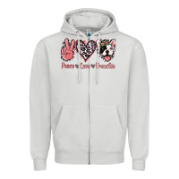Dove Grey Peace Love French Bulldog Zipper Hoodie - Jasminsmagicworld
