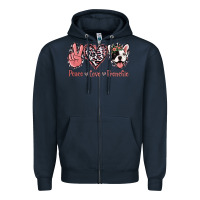 Navy Peace Love French Bulldog Zipper Hoodie - Jasminsmagicworld