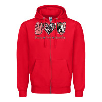 Red Peace Love French Bulldog Zipper Hoodie - Jasminsmagicworld