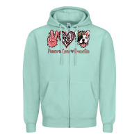 Seafoam Peace Love French Bulldog Zipper Hoodie - Jasminsmagicworld