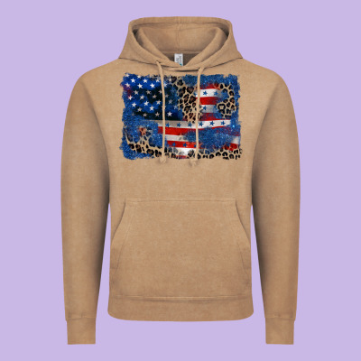 Leopard Glitter American Flag 4th Of July Vintage Hoodie Designed By Cowgirlartshop