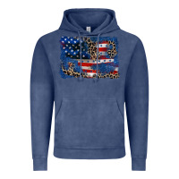 Vintage Denim Leopard glitter American flag 4th of july Vintage Hoodie - CowGirlArtShop